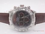 Copy Rolex Daytona Leather Strap Gray Face w/ Arabic Watch